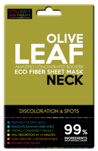 IST ECO FABRIC BOOSTER SHEET NECK MASK – OLIVE LEAF FOR SPOTS & DISCOLORATION